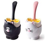 Joie 067742-670151 Coquetier en plastique ABS pour chat avec cuillère Noir ou blanc 90 g Couleurs assorties