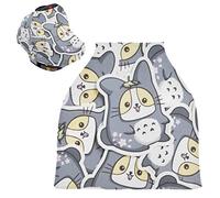 Joie Chat Gris Minou Housse de Canopée de Siège de Voiture pour Poussette Bébé Dais Siège-Auto Couverture D'Allaitement Pare-Soleil Respirant Extensible pour Garçons Filles