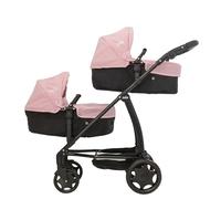 Joie Junior Evalite Twin Poussette double en rose et noir Poussette double avec poignée réglable en hauteur et plusieurs options de siège | Convient à partir de 3 ans