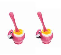 Joie Lot de 2 coquetiers et cuillères en plastique ABS sans BPA Motif flamant rose