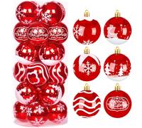 Joiedomi 24 Pièces de Boules de Noël, Décorations Incassables de Noël de Luxe pour Les Fêtes, la Décoration de Fêtes, Les Ornements d'Arbres et Les Evénements Spéciaux (Rouge et Blanc, 2,36")
