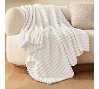 Joiedomi Couverture Polaire Blanche 127 x 152 cm, Douce et Chaude en Flanelle, idéale pour canapé, idée Cadeau pour Femmes, Mamans et Filles