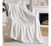 Joiedomi Couverture Polaire Blanche 127 x 177 cm, Ultra Douce et Chaude en Flanelle, idéale pour canapé, idée Cadeau pour Femmes, Mamans et Filles