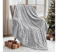 Joiedomi Couverture Polaire Grise à Motif léopard 127 x 152 cm, Douce et Chaude en Flanelle, idéale pour canapé, idée Cadeau pour Femmes, Mamans et Filles