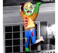 Joiedomi Décoration gonflable d'escalade zombie d'Halloween de 1,5 m avec LED intégrées, zombie gonflable d'Halloween avec cerveau LED rouge pour décoration d'Halloween pour extérieur, cour