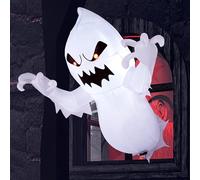 Joiedomi Fantôme Gonflable d'halloween de 1,9 m avec LED intégrées, fantôme Volant Gonflable Qui s'est échappé de la fenêtre pour Halloween, décoration de fenêtre, Halloween, Cour, Jardin, pelouse