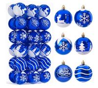 JOIEDOMI Lot de 36 boules de Noël bleues de 5,8 cm - Décorations de sapin de Noël délicates et scintillantes à suspendre - Décorations d'intérieur à suspendre pour arbre de Noël, couronne de Noël