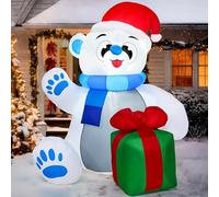 Joiedomi Ours polaire géant gonflable à DEL de 1,2 m - Décoration de cour gonflable pour Noël, vacances, intérieur/extérieur - Fournitures de fête de jardin