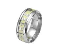 Joielavie Bague Phosphorescente Inscription Om Mani Padme Hum Mantra Bouddhiste Six Syllabes Sacrées Lumineuse Lueur Nocturne Acier Inoxydable Bijoux Argent Homme Femme Taille 67