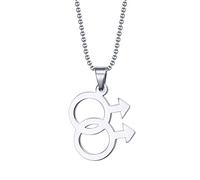 Joielavie Collier Pendentif pour Homme en Acier Inoxydable avec Chaîne Double Mars Symbole Masculin Gay Lesbienne LGBT Fierté Bijoux