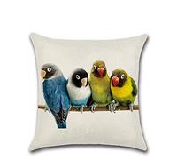 Joielavie Housse de Coussin Lin Coton Mélangé Imprimée Perroquet Oiseau Fleur Branche Coloré Carré Taie d'oreiller Décoratif Canapé Lit Salon Sofa 45X45CM #5