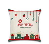 Joielavie Housse de Coussin Lin Coton Mélangé Père Noël Cerf Clochette Merry Christmas Alphabet Carré Glissière Taie Décoration Canapé Lit Maison Sofa Café 45X45CM #1