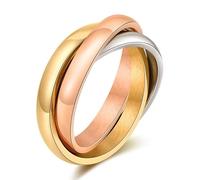 Joievievie Bague 3 en 1 Triple Anneaux Entrelacés Or Rose Argent Or Alliance Mariage Bijoux Homme Femme Taille 57