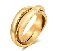 Joievievie Bague 3 en 1 Triple Anneaux Entrelacés Plaqué Or Alliance Mariage Bijoux Homme Femme Taille 64