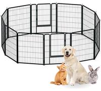 JOIEYOU 12-PLG Parc pour chiens avec portes & piquets Clôture modulaire pour chiens Hauteur 80cm Parc pour chiots Métal Parc pour chiots Jardin Parc pour animaux Enclos pour chiens Chats Lapins Enfant