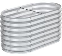 JOIEYOU 120x60x60cm Bac à fleurs en métal pour parterres surélevés, 340L Acier galvanisé Bac de jardin, Elliptique à construire soi-même, Bac à plantes extérieur pour légumes fleurs fruits herbes arom