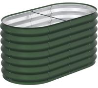 JOIEYOU 120x60x60cm Bac à fleurs en métal pour parterres surélevés, 340L Acier galvanisé Bac de jardin, Elliptique à construire soi-même, Bac à plantes extérieur pour légumes Fleurs Fruits Herbes arom