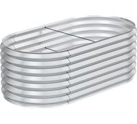 JOIEYOU 180x90x60cm Bac à fleurs en métal pour parterres surélevés, 765L Acier galvanisé Bac de jardin, elliptique à construire soi-même, bac à plantes extérieur pour légumes fleurs fruits herbes arom