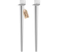 JOIEYOU 2x douille à enfoncer en forme de L douille à enfoncer douille de sol avec support de poteau en L pointu de 70cm à enfoncer ancrage de sol douilles de sol pour poteau en bois, argenté