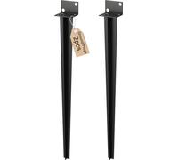 JOIEYOU 2x douille à enfoncer en forme de L douille à enfoncer douille de sol avec support de poteau en L pointu de 70cm à enfoncer ancres de sol douilles de sol pour poteaux en bois, noir