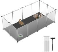 JOIEYOU 35x45cm Parc pour petits animaux 12 pièces DIY Montage Enclos pour lapins Enclos en plastique pour petits animaux avec plaques de fond amovibles & maillet en caoutchouc Enclos extérieur pour h