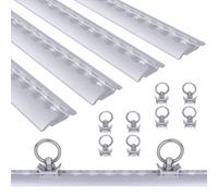 JOIEYOU 4 x 1m Kit rail Airlin Rail en aluminium avec 10 anneaux d'arrimage, kit rail Keder avec trous M6, raccord à vis Rail Airlin Arrimage du chargement pour camions et camping-cars