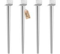 JOIEYOU 4x douille à enfoncer en forme de L douille à enfoncer douille de sol avec support de poteau en L pointu de 50cm à enfoncer ancrage de sol douilles de sol pour poteau en bois, argenté