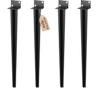 JOIEYOU 4x douille à enfoncer en forme de L douille à enfoncer douille de sol avec support de poteau en L pointu de 50cm à enfoncer ancres de sol douilles de sol pour poteaux en bois, noir