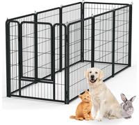 JOIEYOU 8-PLG Parc pour chiens avec portes & piquets Clôture modulaire pour chiens Hauteur 80cm Parc pour chiots Grille métallique pour chiots Parc pour animaux Jardin Enclos pour chiens Chats Lapins