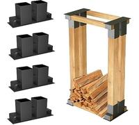 JOIEYOU Aide à l'empilage du bois de chauffage 4 pièces Aide à l'empilage du bois de chauffage Support stable pour bois de chauffage Étagère pour bois de chauffage Pour l'intérieur et l'extérieur, Noi
