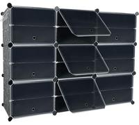 JOIEYOU Armoire à chaussures à 6 niveaux Peu encombrante en plastique avec porte Shoe Rack Range-chaussures Organisateur de chaussures pour couloir chambre entrée (3 colonnes)