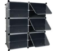 JOIEYOU Armoire à chaussures à 6 niveaux Peu encombrante en plastique avec porte Shoe Rack Range-chaussures Organisateur de chaussures pour couloir chambre entrée (2 colonnes)
