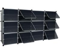 JOIEYOU Armoire à chaussures à 6 niveaux Peu encombrante en plastique avec porte Shoe Rack Range-chaussures Organisateur de chaussures pour couloir chambre entrée (4 colonnes)