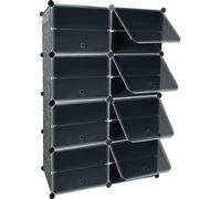 JOIEYOU Armoire à chaussures à 8 niveaux Peu encombrante en plastique avec porte Shoe Rack Range-chaussures Organisateur de chaussures pour couloir chambre entrée (2 colonnes)
