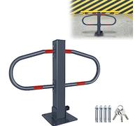 JOIEYOU Barrière de Parking Poteau de Barrage, Barrière de Parking avec 9 Clés et Bandes Réfléchissantes, Arceau de Parking Pliable, 73x51cm, 2 Pièces