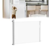 JOIEYOU Barrière de protection pour escaliers, rétractable, extensible, 0 à 180 cm, avec double serrure, sans perçage, pour bébé et chien, en intérieur et en extérieur, 180 cm blanche, 180 cm