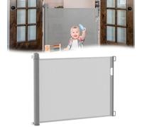 JOIEYOU Barrière de sécurité pour escalier Extensible 0-150 cm Barrière de protection pour bébé avec double verrou Stable Barrière de porte Empêche les chiens Barrière de protection rétractable pour