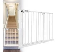 JOIEYOU Barrière de sécurité pour escalier sans perçage, barrière de porte de 105 à 115 cm pour enfants et animaux domestiques, ouverture à une main, blanc