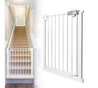 JOIEYOU Barrière d'escalier sans perçage - 75-85 cm - Porte de sécurité pour enfants et animaux domestiques - Ouverture à une main - Blanc