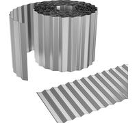 JOIEYOU Bordure de pelouse Métal 5 m Bordure de massif Vague galvanisée 0,3 mm d'épaisseur Flexible Bordure de tonte Palissade Clôture de jardin, Argent (longueur 5 m - hauteur 15 cm)