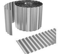 JOIEYOU Bordure de pelouse Métal 5 m Bordure de massif Vague galvanisée 0,3 mm d'épaisseur Flexible Bordure de tonte Palissade Clôture de jardin, Argent (longueur 10 m - hauteur 18 cm)