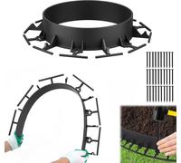 JOIEYOU Bordure de pelouse plastique 12m x 7,8cm Bordure de parterre bandes Design Bordure de parterre avec clous de fixation Rouleaux de bordure de pelouse, Barre de coupe flexible Palissade de jardi
