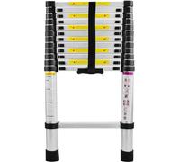 JOIEYOU Echelle télescopique 3,8m Echelle extensible Aluminium avec 13nombre de barreaux Echelle en aluminium extensible Echelle extensible pour greniers Grands magasins Capacité de charge 150 kg, Arg