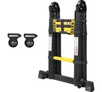 JOIEYOU Echelle télescopique pliante 3,8m Echelle extensible Aluminium avec barre d'équilibre et roue antidérapante Echelle en aluminium extensible Echelle extensible pour greniers Grands magasins Cap