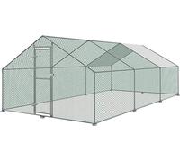 JOIEYOU Enclos 3x6x2m Volière Poulailler Métal 18m² Cages à volaille avec toit pare-soleil, clôture à poules, porte & verrou Enclos Poulaillers Stables Poulaillers pour petits animaux & plantes