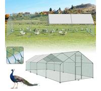 JOIEYOU Enclos 3x8x2m Volière Poulailler Métal 24m² Cages à volaille avec toit pare-soleil, clôture à poules, porte & verrou Enclos Poulaillers Stables Poulaillers pour petits animaux & plantes