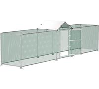 JOIEYOU Enclos pour poules 5x1m Poulailler en métal avec toit pare-soleil,porte & verrou Stable Poulailler Enclos pour petits animaux pour poules, canards & petits animaux