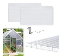 JOIEYOU Lot de 28 plaques de serre à double alvéolaire, plaques en polycarbonate transparent, plaques alvéolaires de 4 mm pour toiture de terrasse, jardin, 60,5 x 121 cm