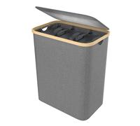 JOIEYOU Panier à linge 3 compartiments Collecteur de linge Trieur de linge avec couvercle et 3 Sac à linge lavable Boîte à linge Sac à linge en tissu Oxford pour buanderie Salle de bain 140L, Gris