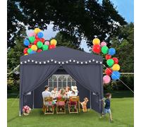 JOIEYOU Pavillon 3x3m Tente de réception avec parties latérales et fenêtres Pavillon de jardin Polyester Protection UV Imperméable Protection contre le vent Tente de jardin Outdoor, Blanc